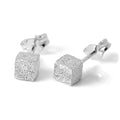 Matt Sterlingsilber 4 mm Würfel Ohrstecker