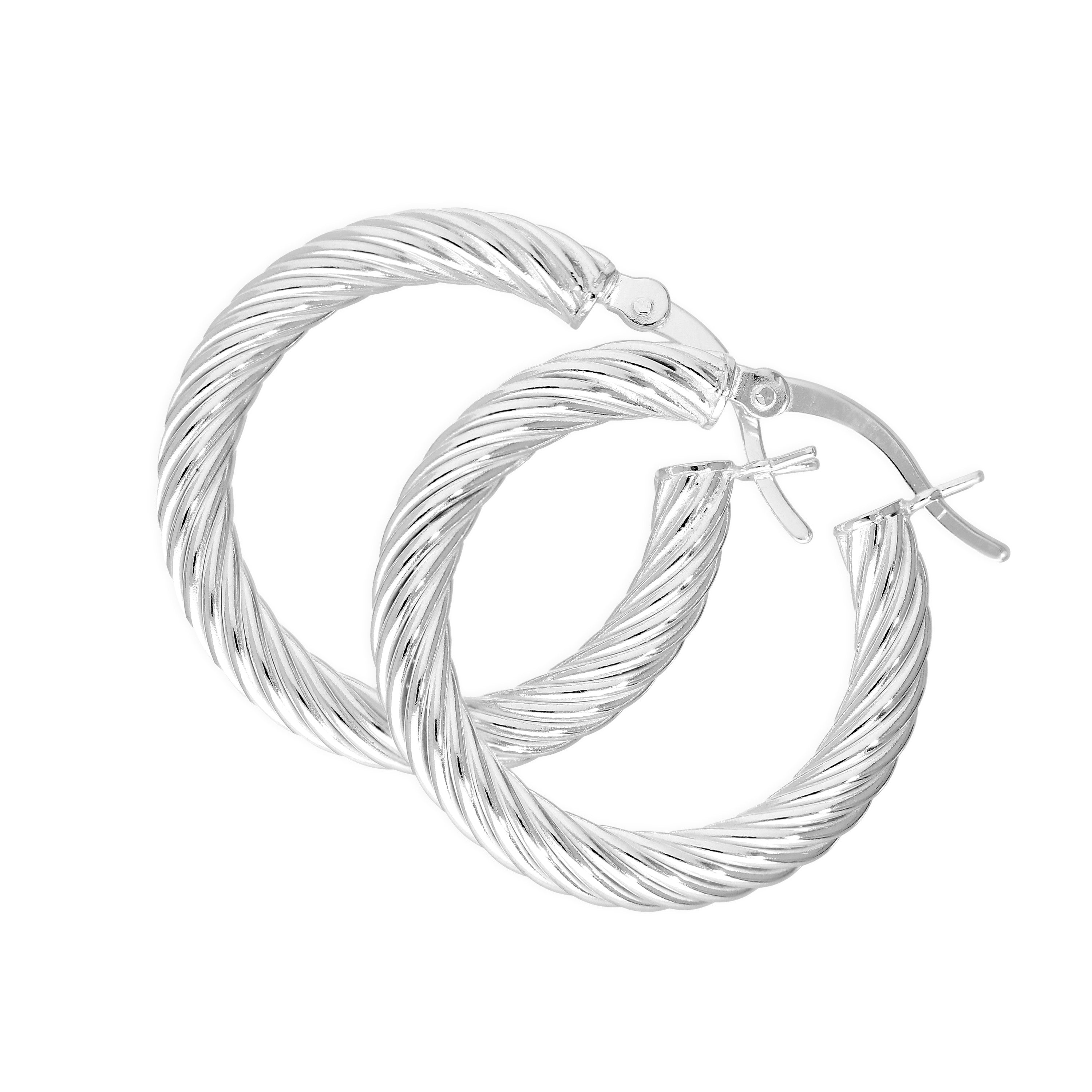 Sterlingsilber Dreh Oval Creolen Ohrringe