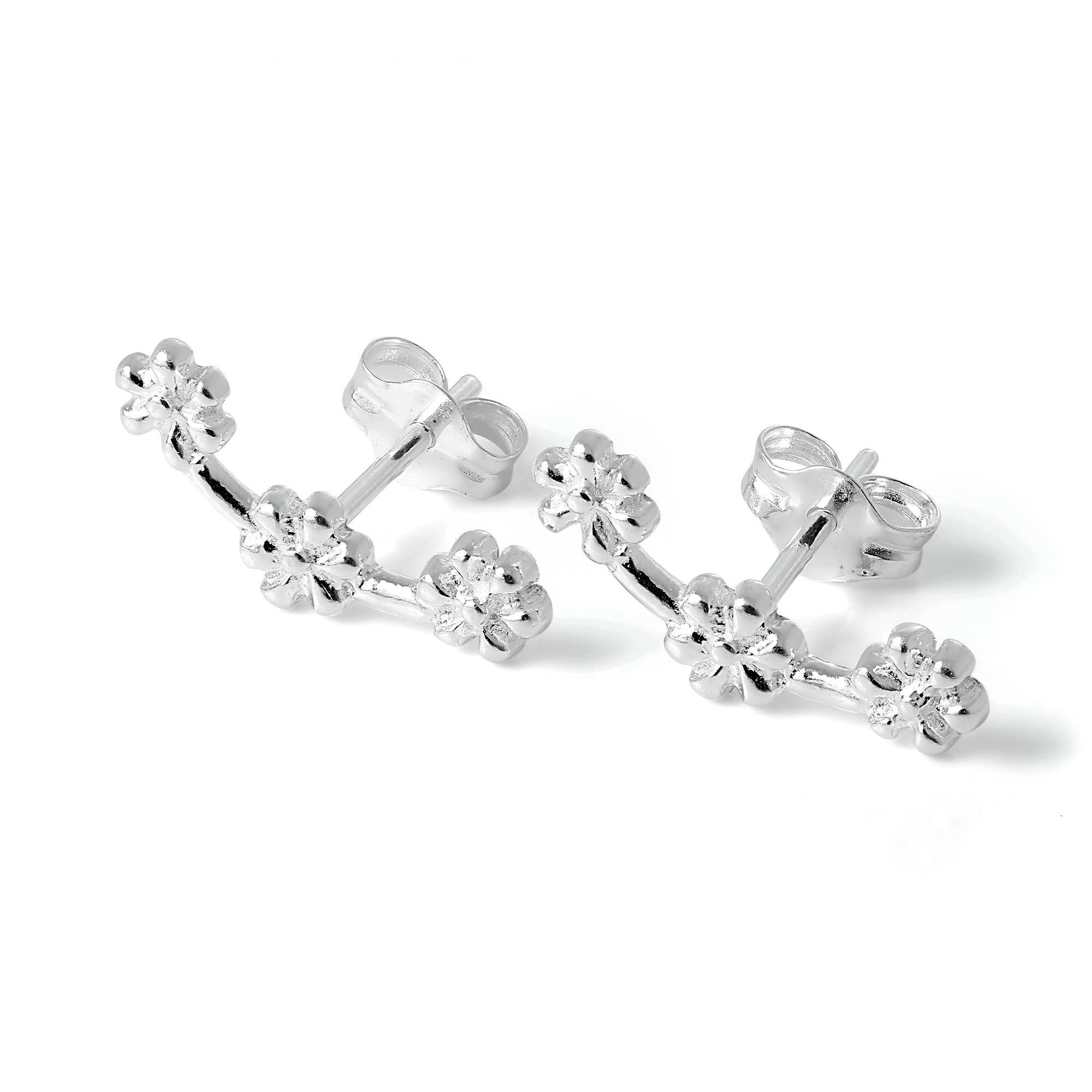 Sterlingsilber Dreifach Blume Ohrstecker