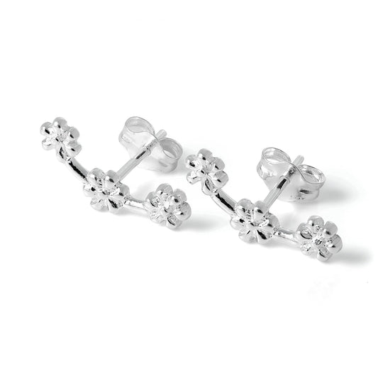Sterling Silver Triple Flower Stud Earrings - jewellerybox