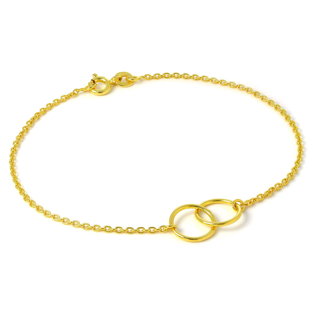 Armband mit Unendlichkeitszeichen und feiner Erbskette aus vergoldetem Sterlingsilber