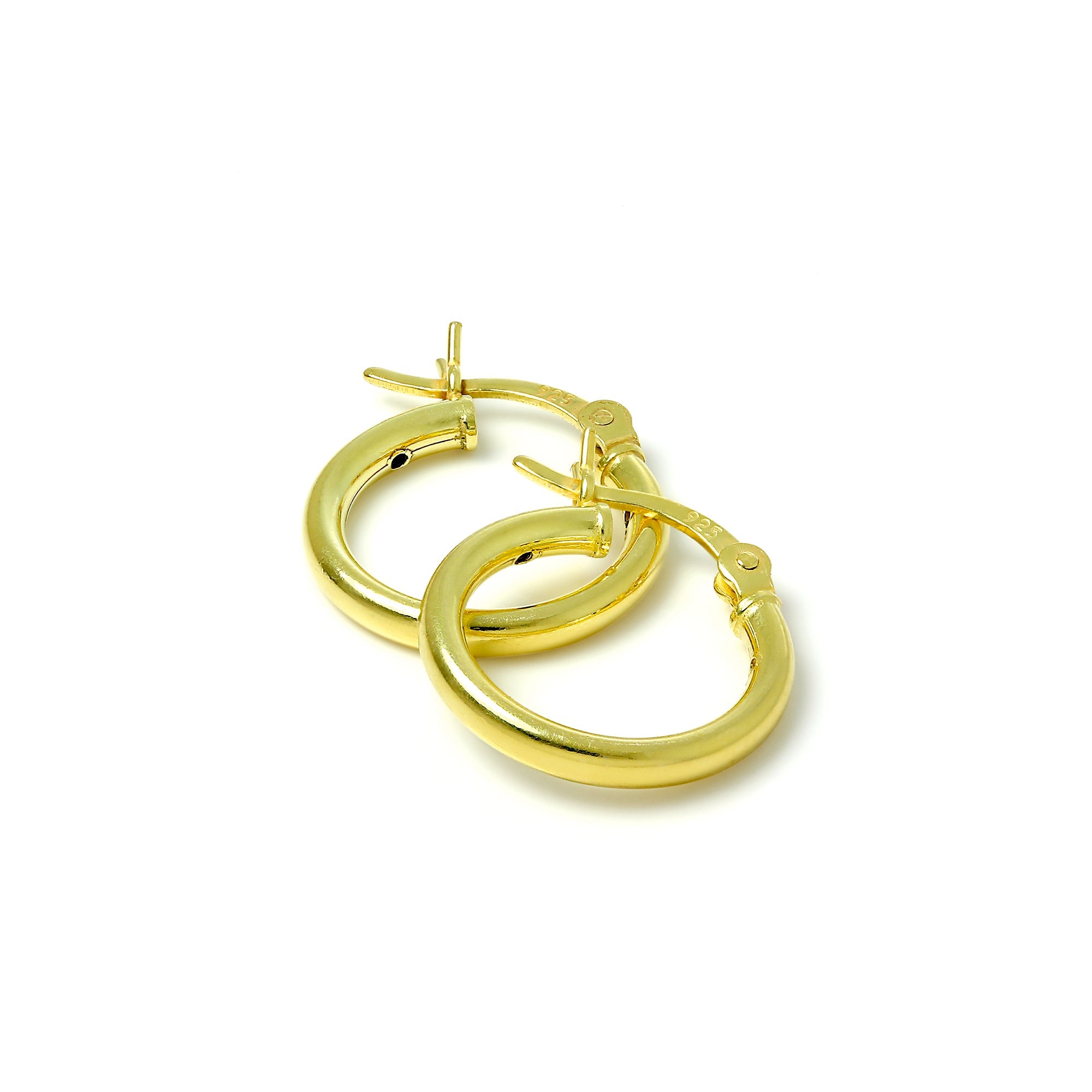 Vergoldete Sterlingsilber 2 mm Röhrenohrringe 12 mm - 80 mm