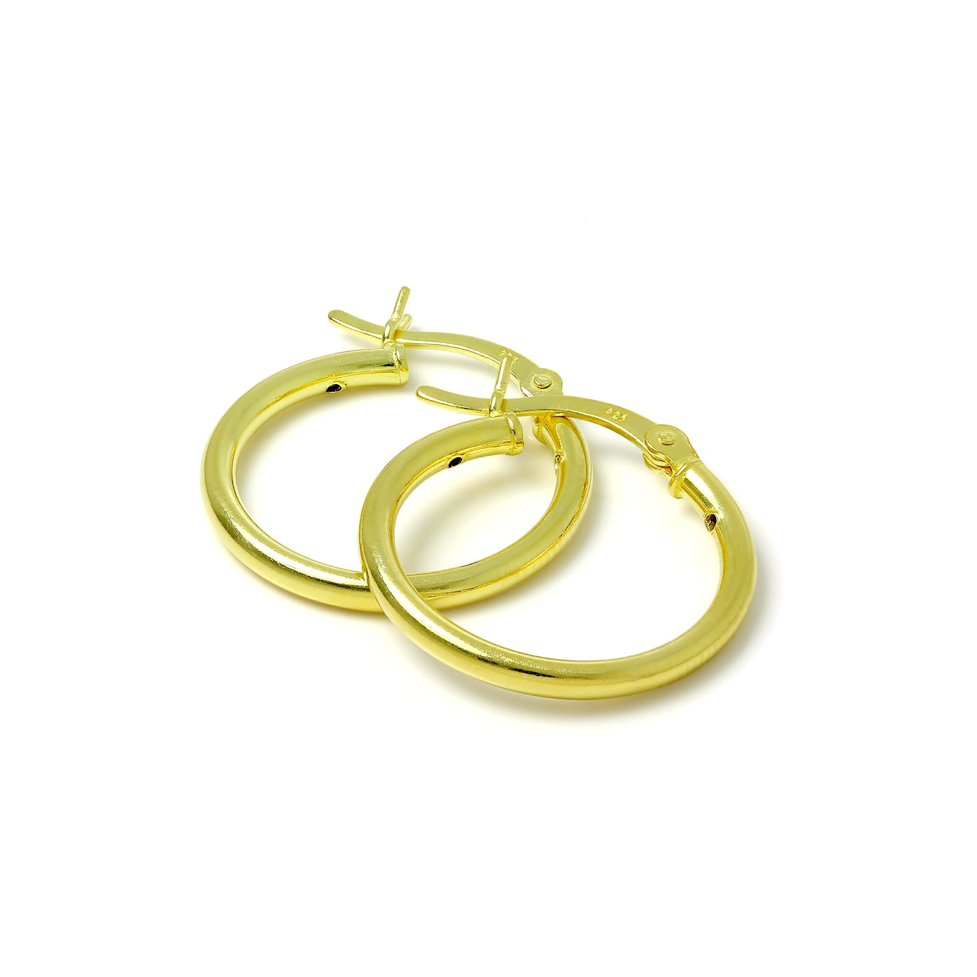 Vergoldete Sterlingsilber 2 mm Röhrenohrringe 12 mm - 80 mm