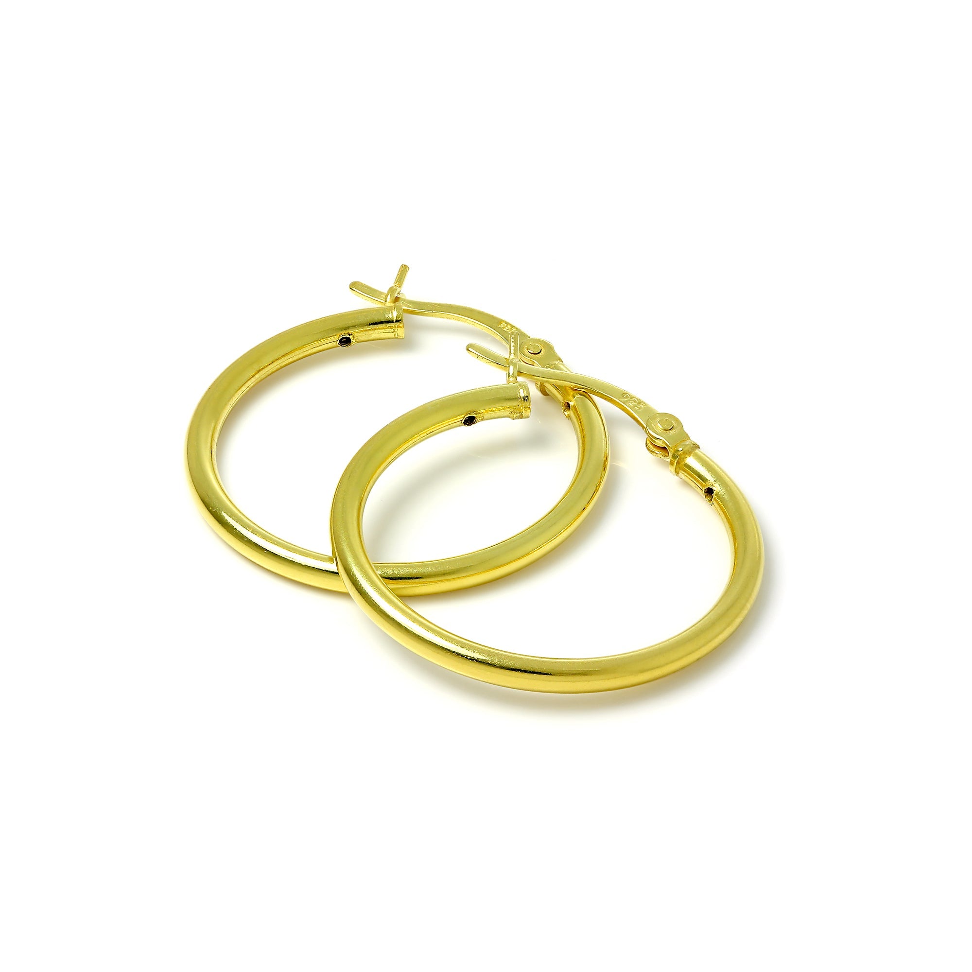 Vergoldete Sterlingsilber 2 mm Röhrenohrringe 12 mm - 80 mm