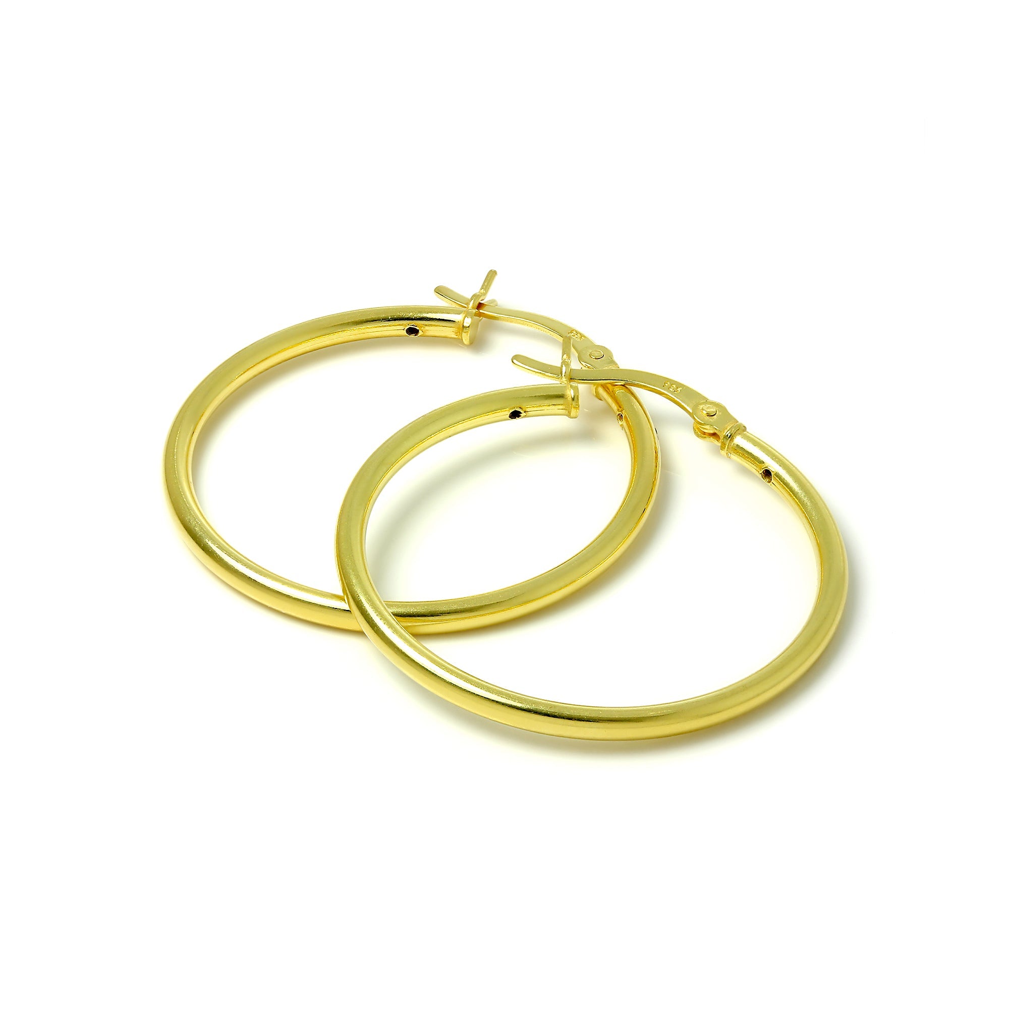 Vergoldete Sterlingsilber 2 mm Röhrenohrringe 12 mm - 80 mm