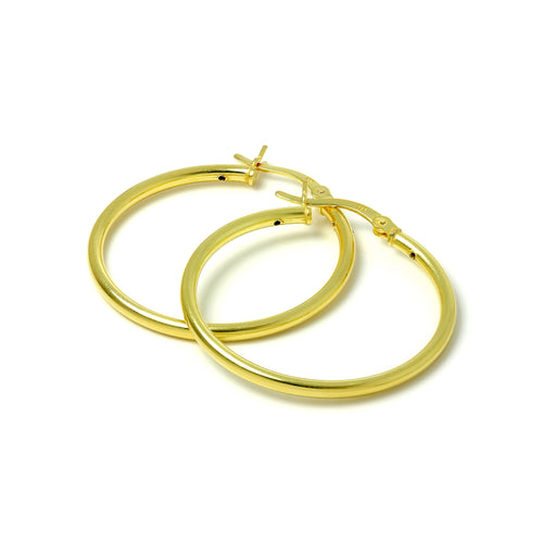 Vergoldete Sterlingsilber 2 mm Röhrenohrringe 12 mm - 80 mm