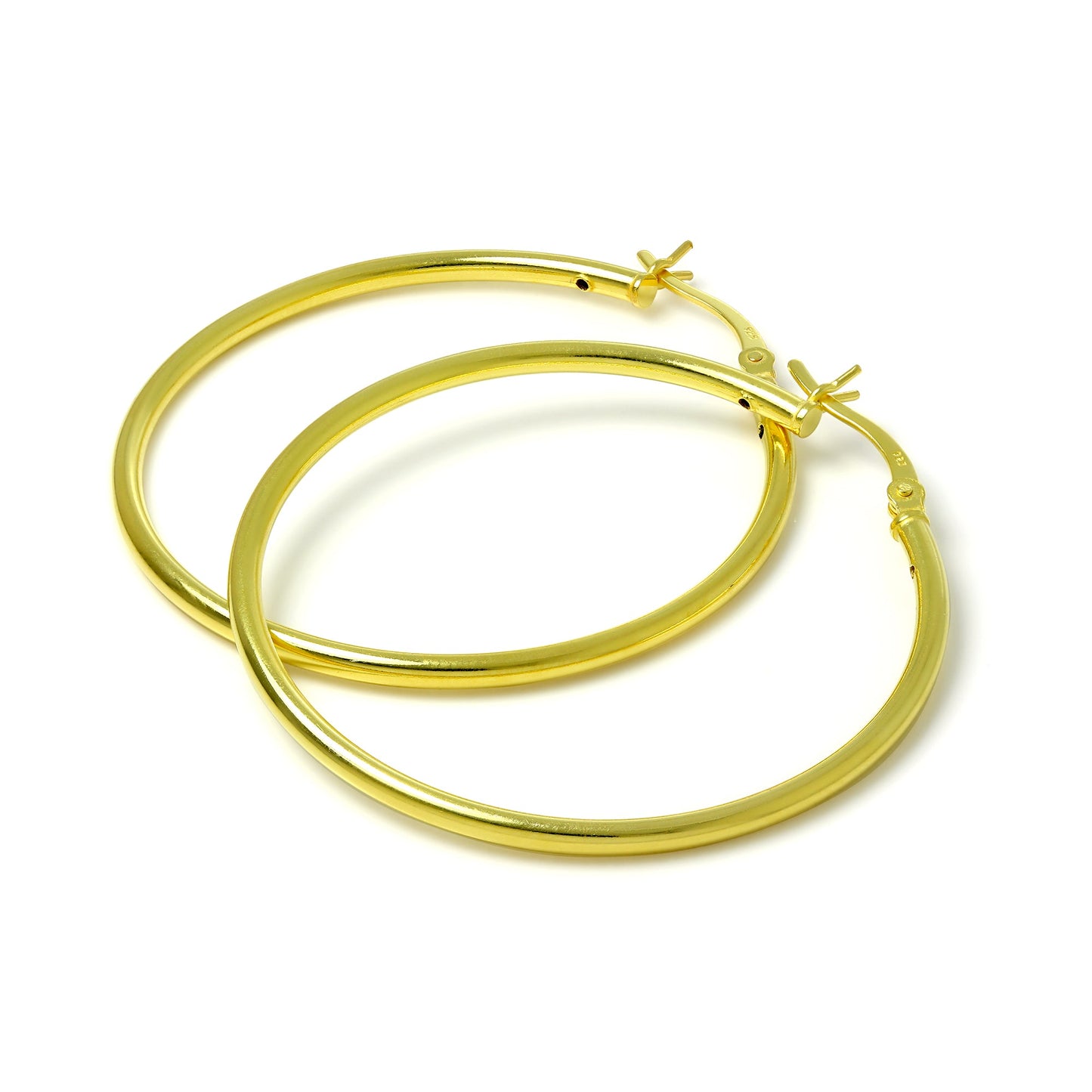 Vergoldete Sterling Silber 2mm Röhrenohrringe 12mm - 80mm