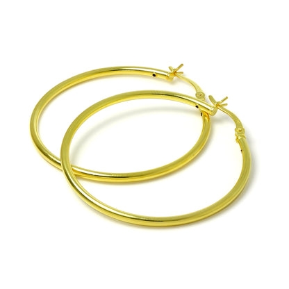 Vergoldete Sterling Silber 2mm Röhrenohrringe 12mm - 80mm