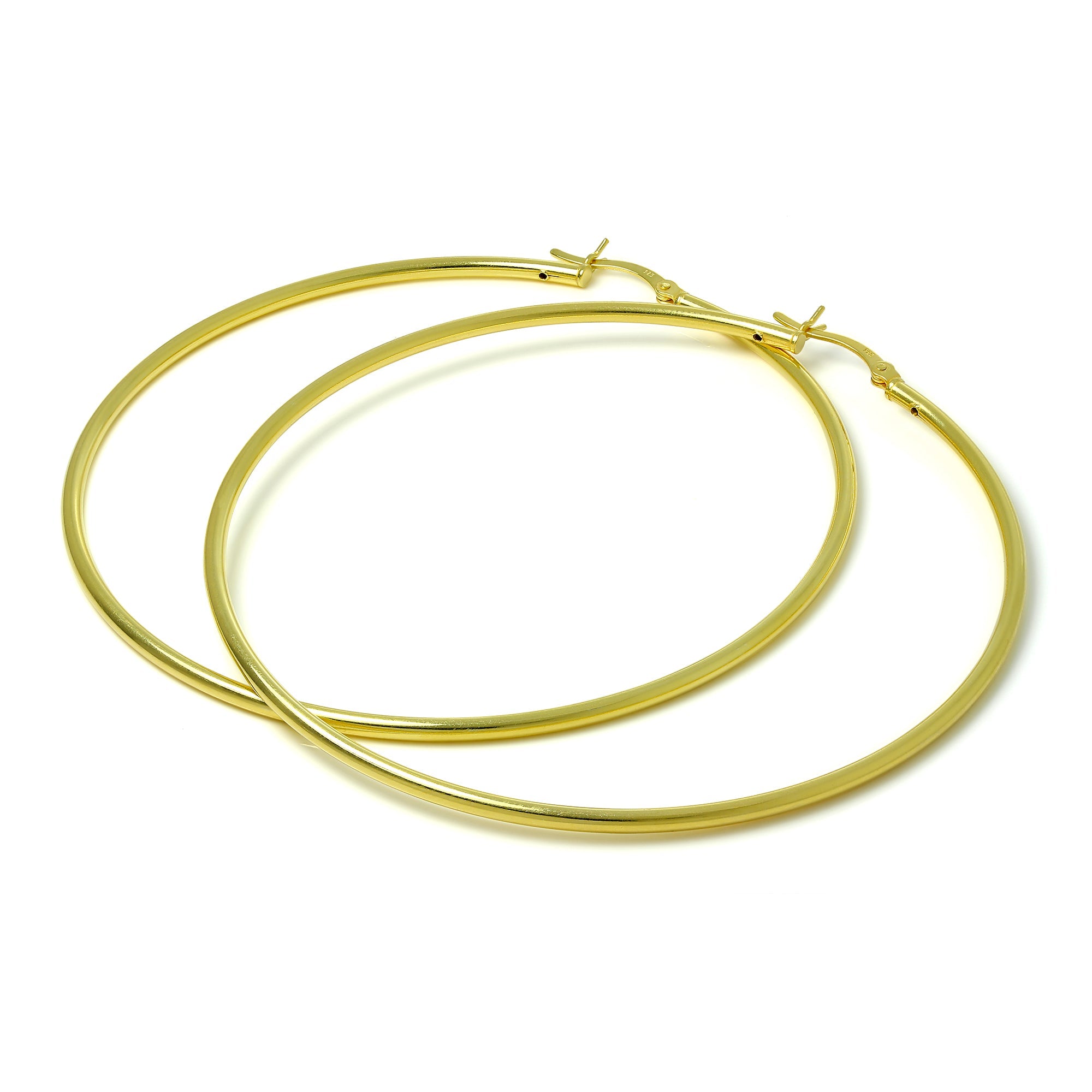 Vergoldete Sterlingsilber 2 mm Röhrenohrringe 12 mm - 80 mm