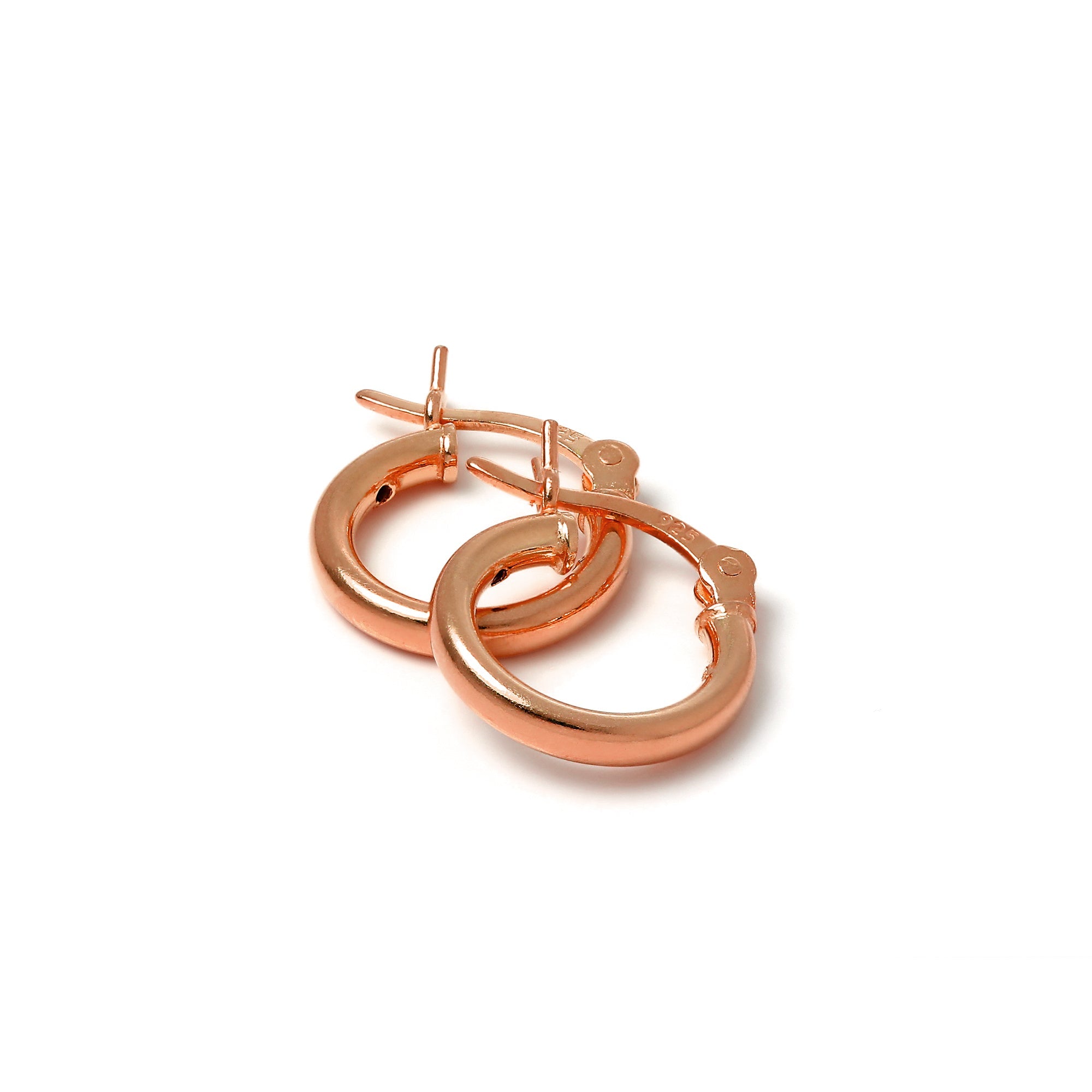 Rosévergoldetes Sterlingsilber 2 mm Röhrenohrringe 12 mm - 70 mm