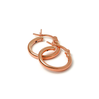 Rose vergoldetes Sterling Silber 2mm Röhrenohrringe 12mm - 70mm