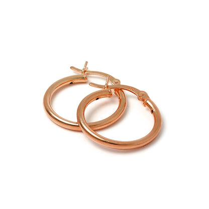 Rose vergoldetes Sterling Silber 2mm Röhrenohrringe 12mm - 70mm