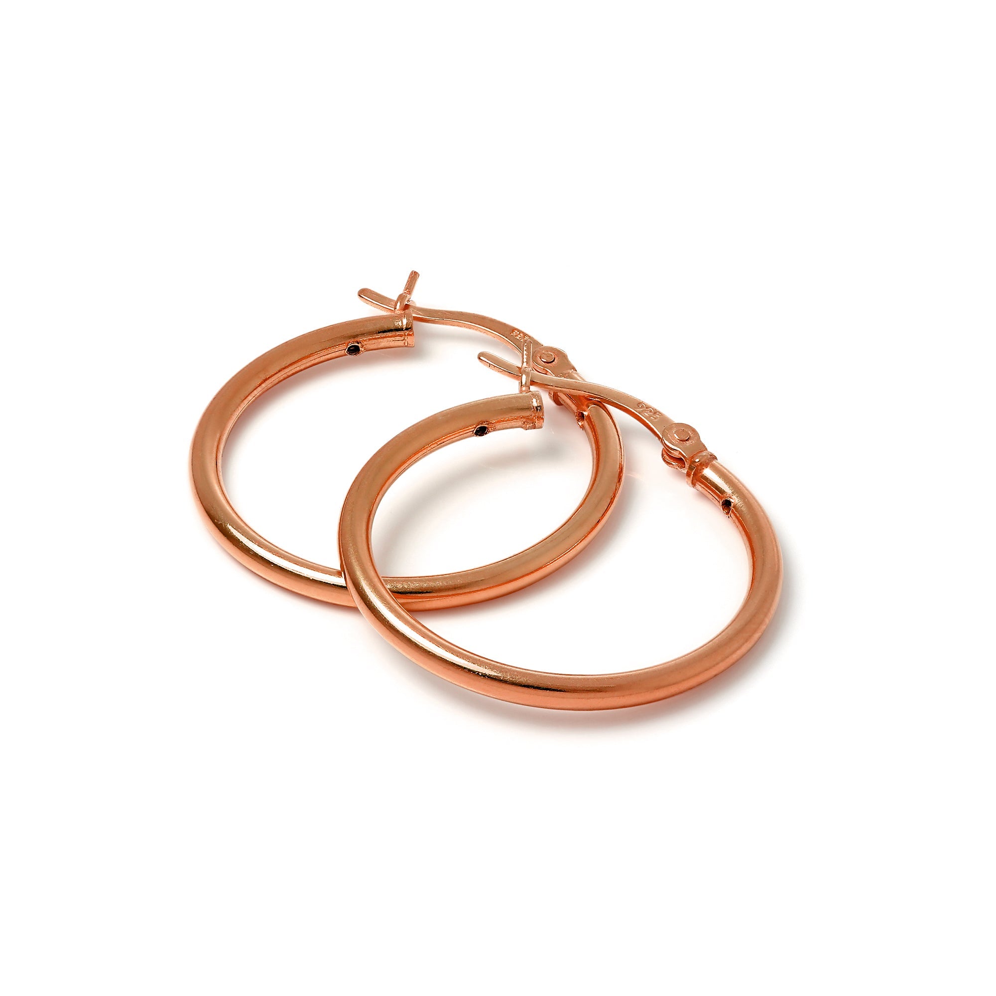 Rosévergoldetes Sterlingsilber 2 mm Röhrenohrringe 12 mm - 70 mm
