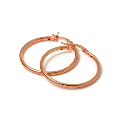 Rose vergoldetes Sterling Silber 2mm Röhrenohrringe 12mm - 70mm