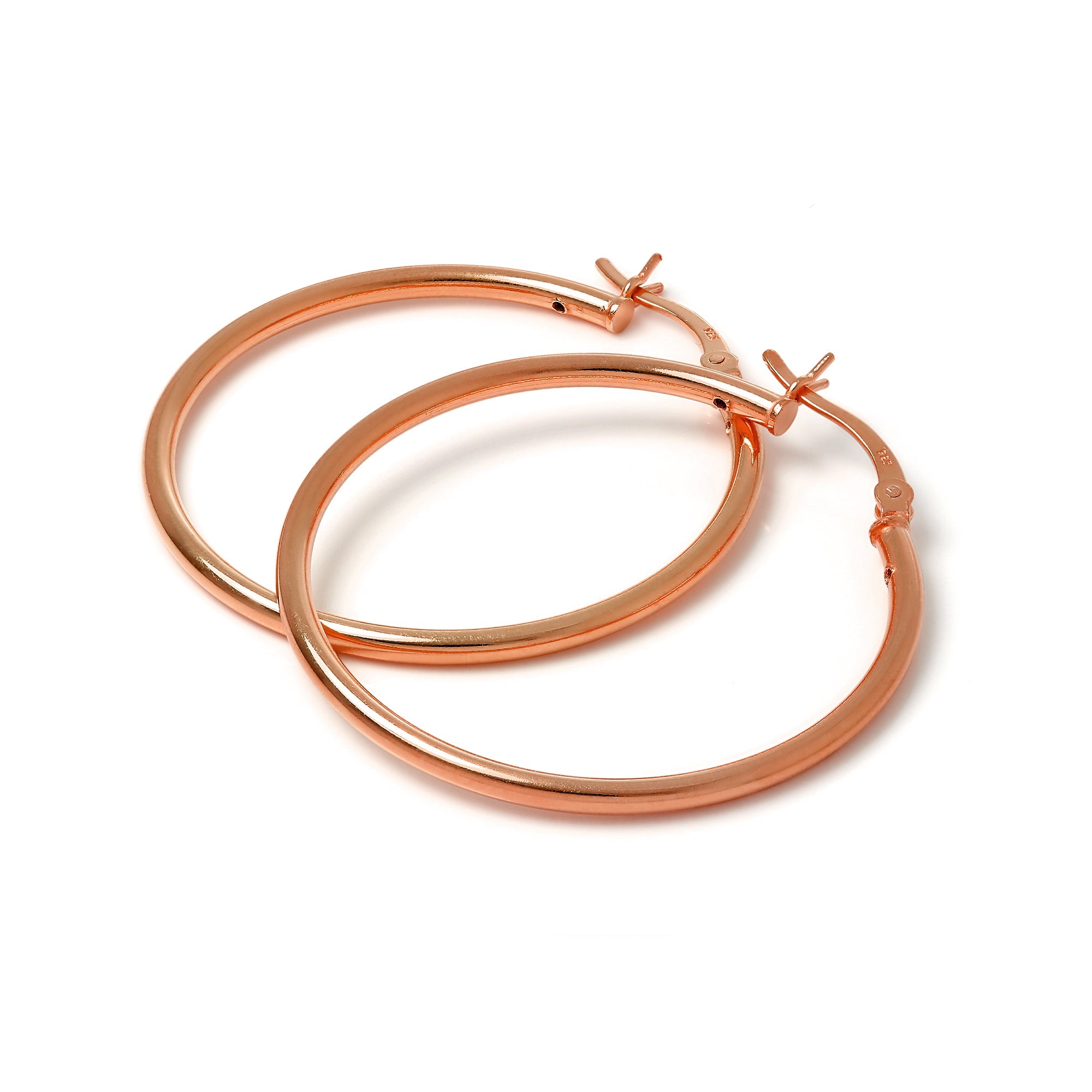 Rosévergoldetes Sterlingsilber 2 mm Röhrenohrringe 12 mm - 70 mm