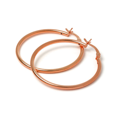 Rose vergoldetes Sterling Silber 2mm Röhrenohrringe 12mm - 70mm