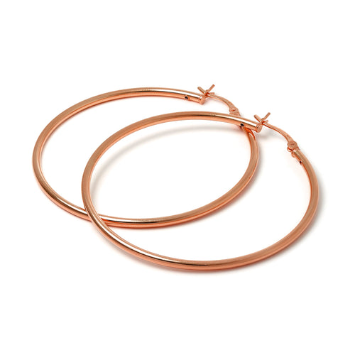 Röhren-Schlafcreolen aus rosévergoldetem Sterlingsilber, 2 mm, 12 mm - 70 mm
