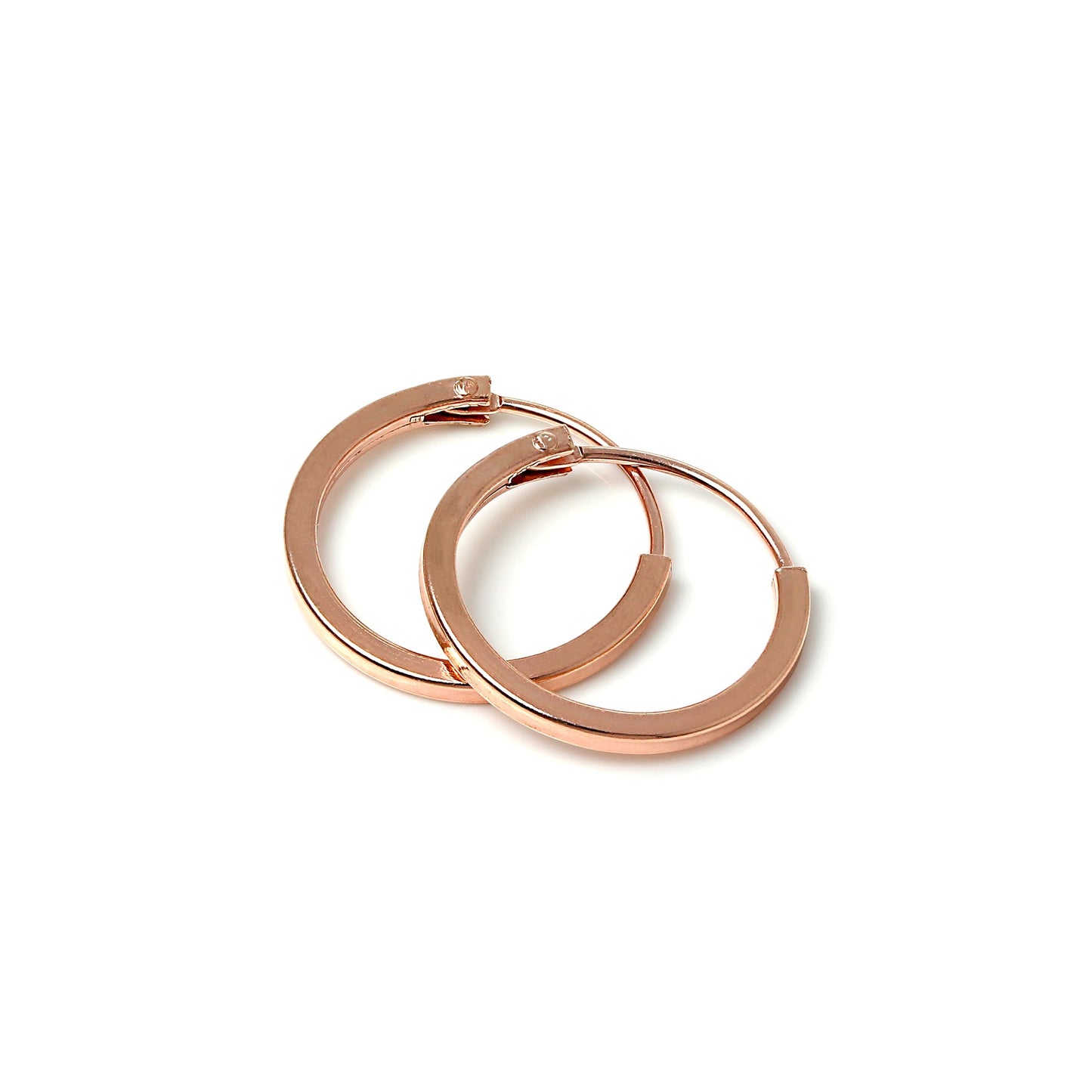 Rose Gold Sterling Silber 1mm Quadratische Schläferohrringe 12mm - 40mm