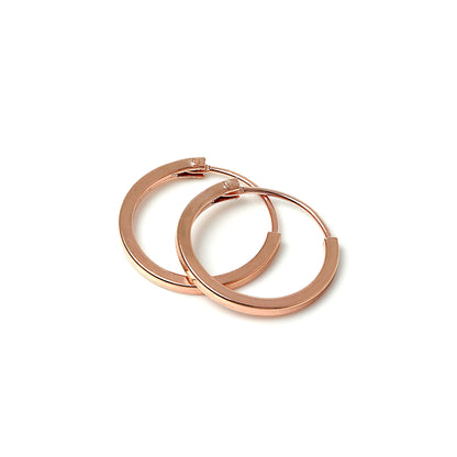 Rose Gold Sterling Silber 1mm Quadratische Schläferohrringe 12mm - 40mm