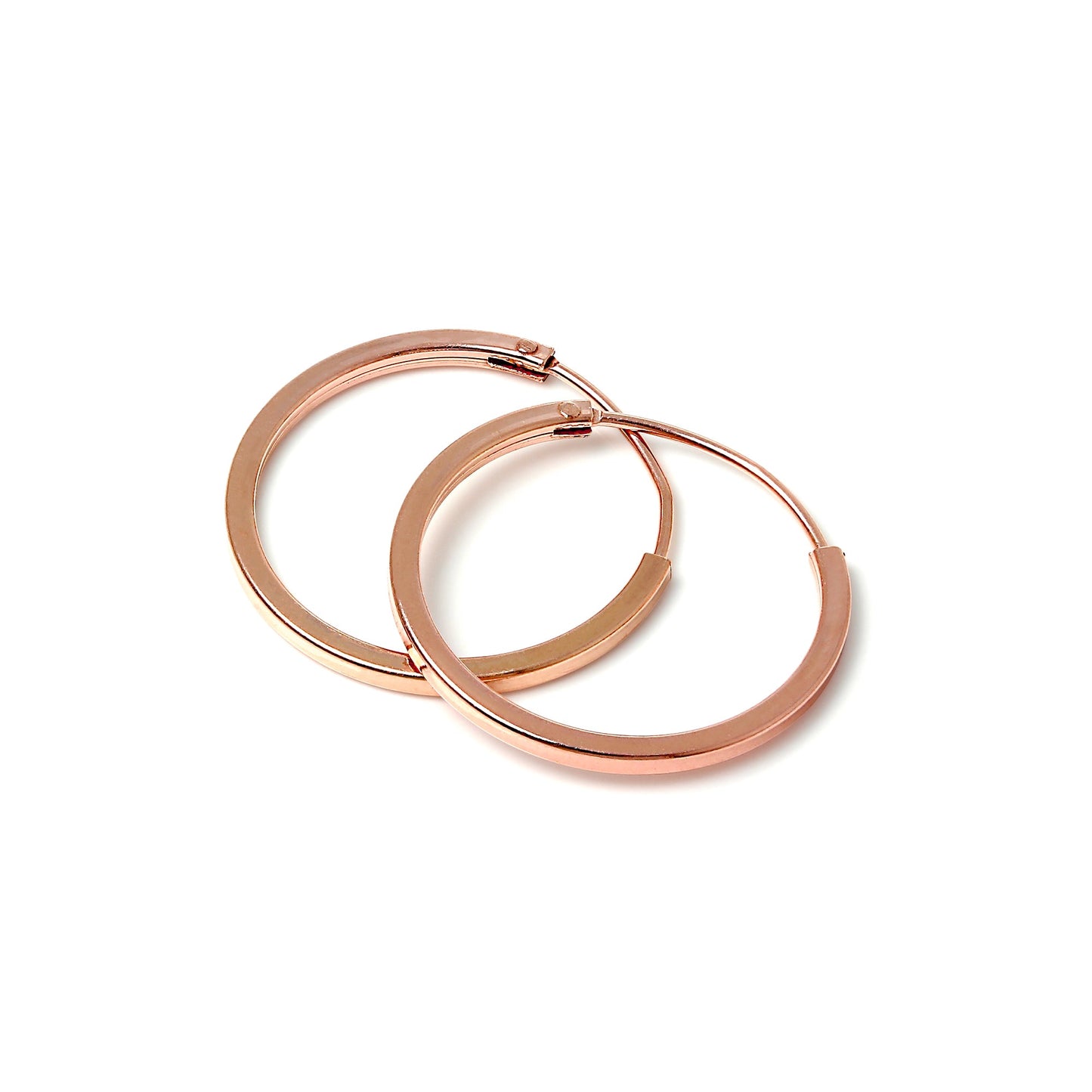 Rose Gold Sterling Silber 1mm Quadratische Schläferohrringe 12mm - 40mm