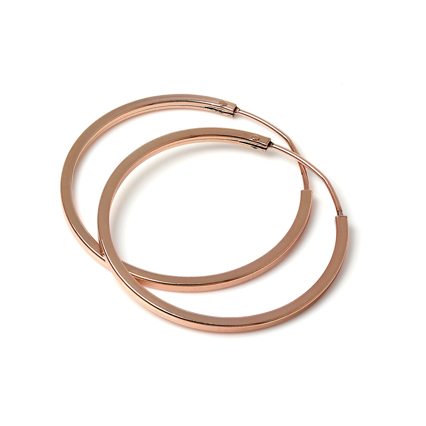 Rose Gold Sterling Silber 1mm Quadratische Schläferohrringe 12mm - 40mm