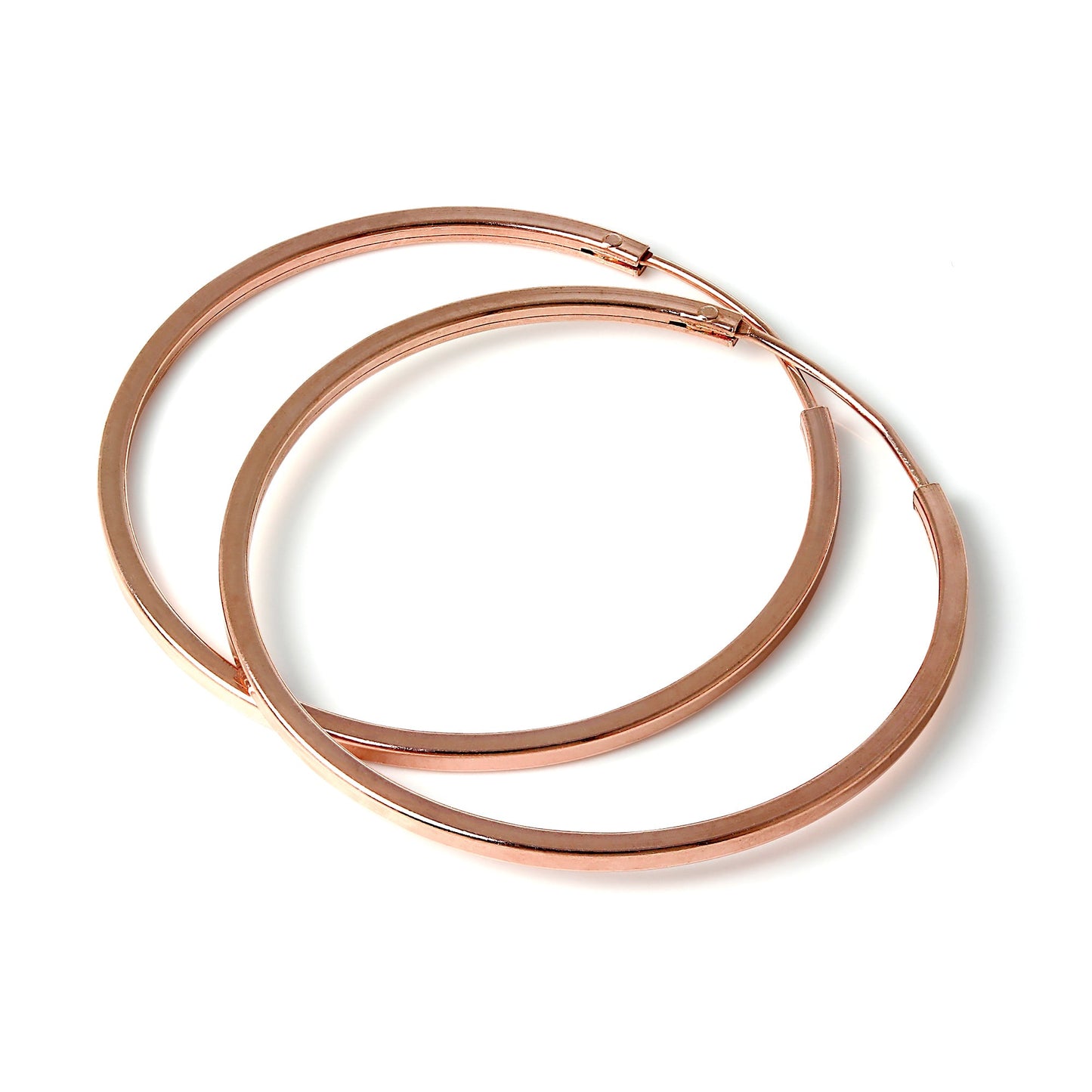 Rose Gold Sterling Silber 1mm Quadratische Schläferohrringe 12mm - 40mm