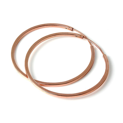 Rose Gold Sterling Silber 1mm Quadratische Schläferohrringe 12mm - 40mm