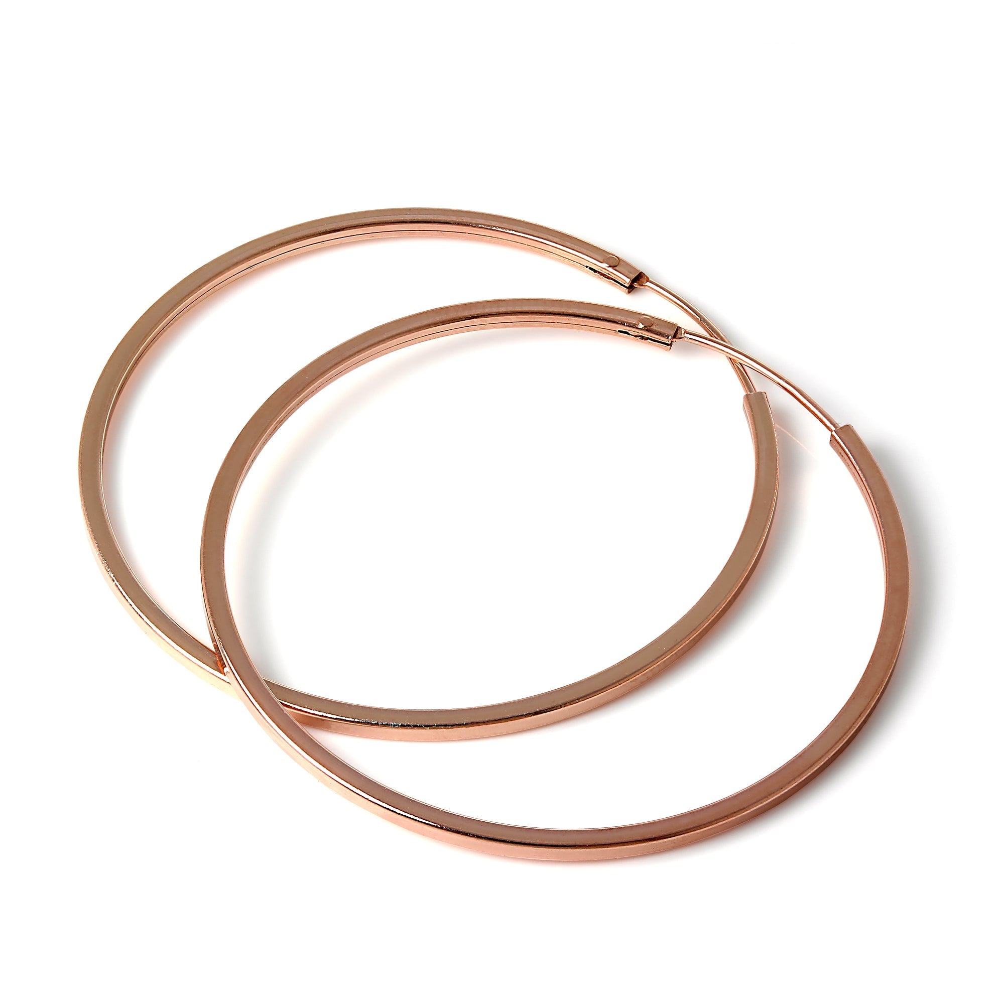 Roségold Sterlingsilber 1 mm Quadratische Schläferohrringe 12 mm - 40 mm