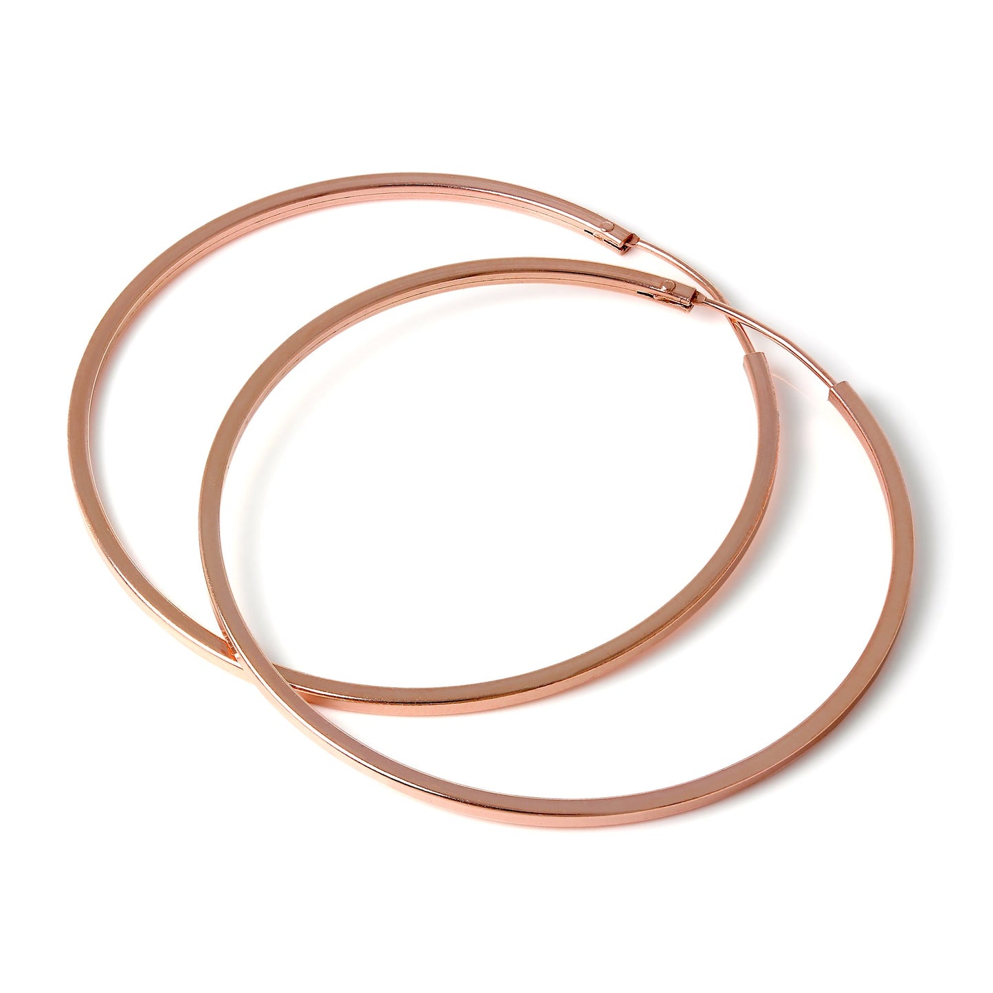 Rose Gold Sterling Silber 1mm Quadratische Schläferohrringe 12mm - 40mm