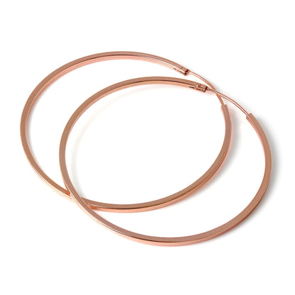 Rose Gold Sterling Silber 1mm Quadratische Schläferohrringe 12mm - 40mm