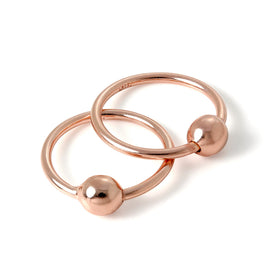 Rosévergoldet Sterlingsilber 15 mm Schläfer Creolen Ohrringe mit 4 mm Auffädel Kugel