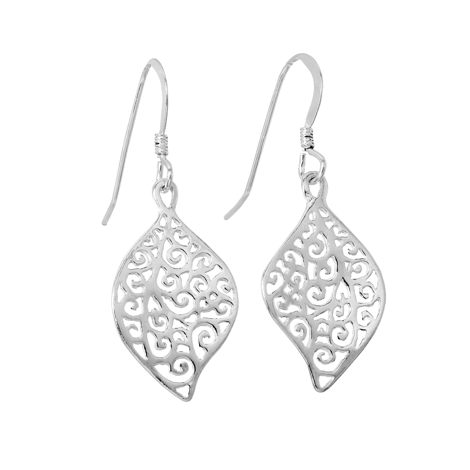 Sterlingsilber Filigran Blatt Baumel Ohrringe