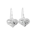 Sterlingsilber Diamantschliff Geschwollenes Herz Baumel Ohrringe