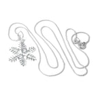 Große Halskette aus Sterlingsilber mit diamantiertem Schneeflocken-Anhänger, 35 - 70 cm