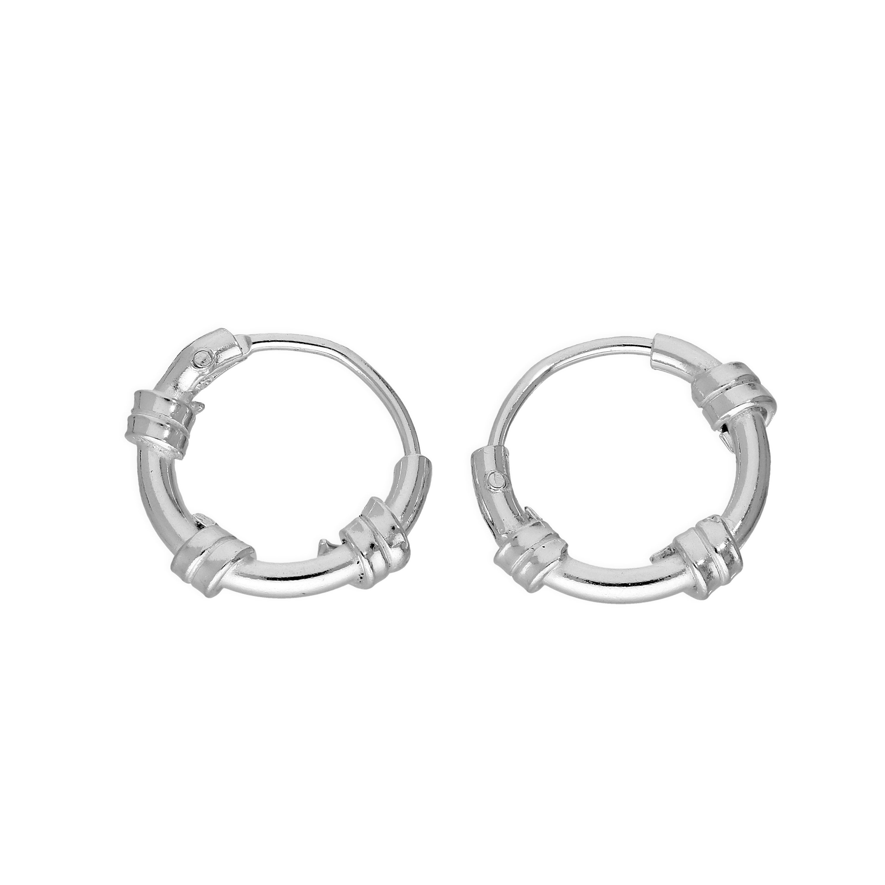 Sterlingsilber Winzig 11 mm Bali Creolen Ohrringe