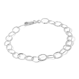 Großes ovales, leichtes Sterlingsilber Charm-Armband 6 - 8 Inches