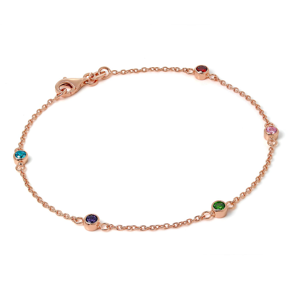 Rosévergoldet Fein Sterlingsilber 19 cm Belcher Armband mit 4 mm CZ Kristallen