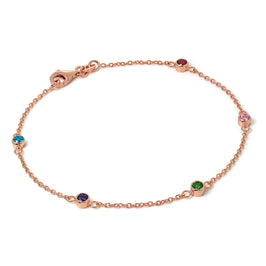Rosévergoldet Fein Sterlingsilber 19 cm Belcher Armband mit 4 mm CZ Kristallen