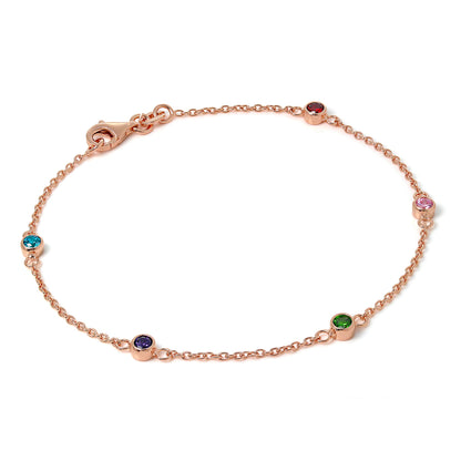 Rosévergoldet Fein Sterlingsilber 19cm Belcher Armband mit 4mm CZ Kristallen