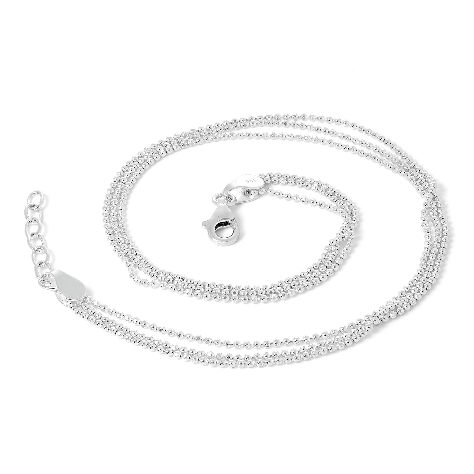 Sterlingsilber Einfach Dreifach 1 mm Kügelchenkette Fußkette