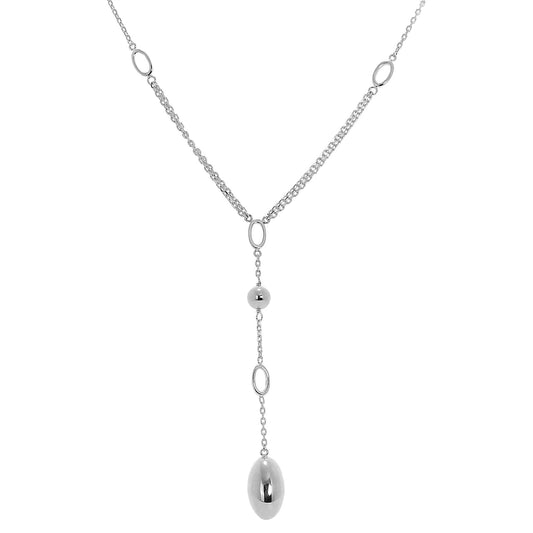 Halskette aus Sterlingsilber mit ovalen Perlen und einer Länge von 45 cm