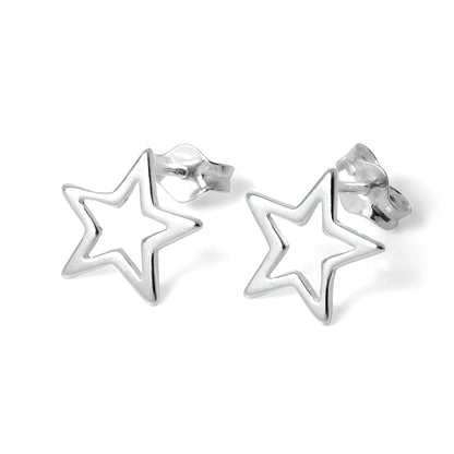 Sterlingsilber Offen Stern Ohrstecker