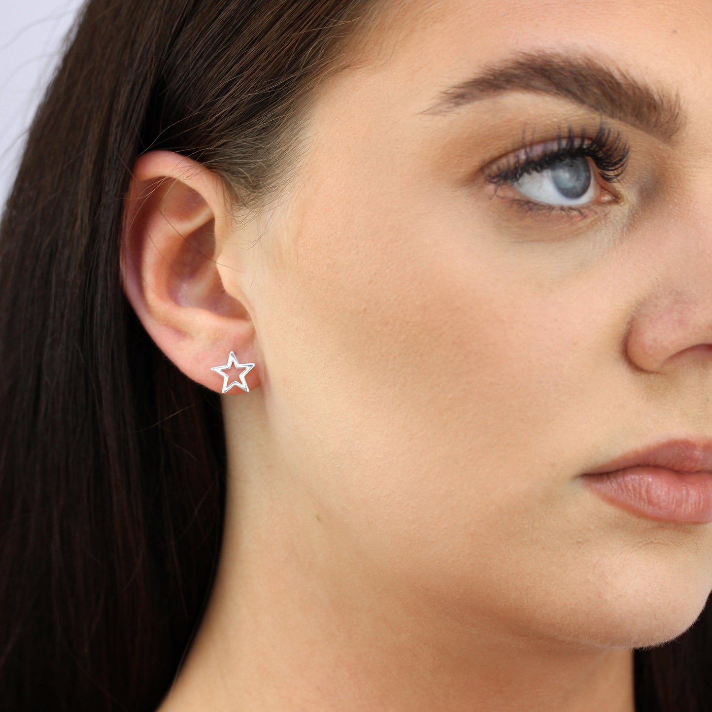 Sterlingsilber Offen Stern Ohrstecker