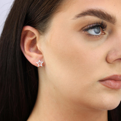 Sterlingsilber Offen Stern Ohrstecker