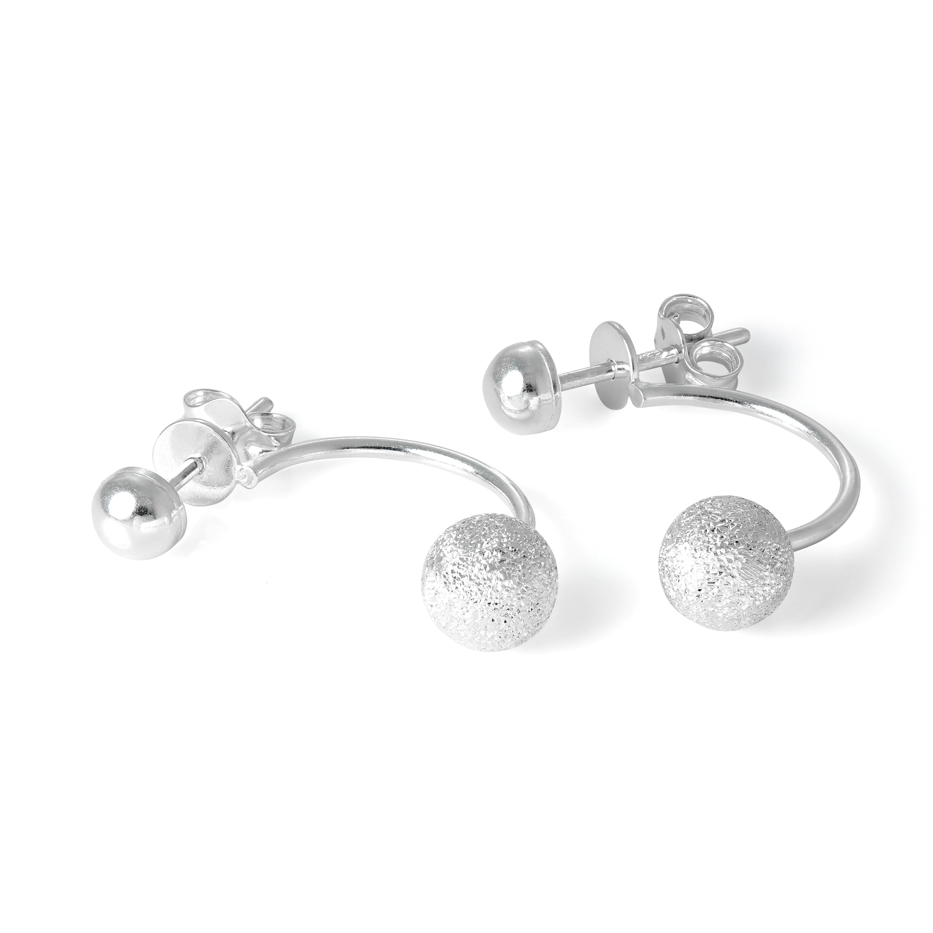 Sterlingsilber Matt Kugel Halb Creole Ohrstecker