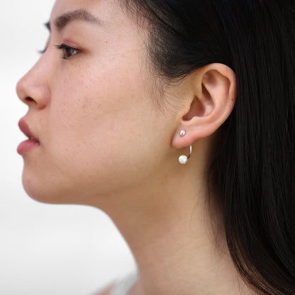 Sterlingsilber Matt Kugel Halb Creole Ohrstecker