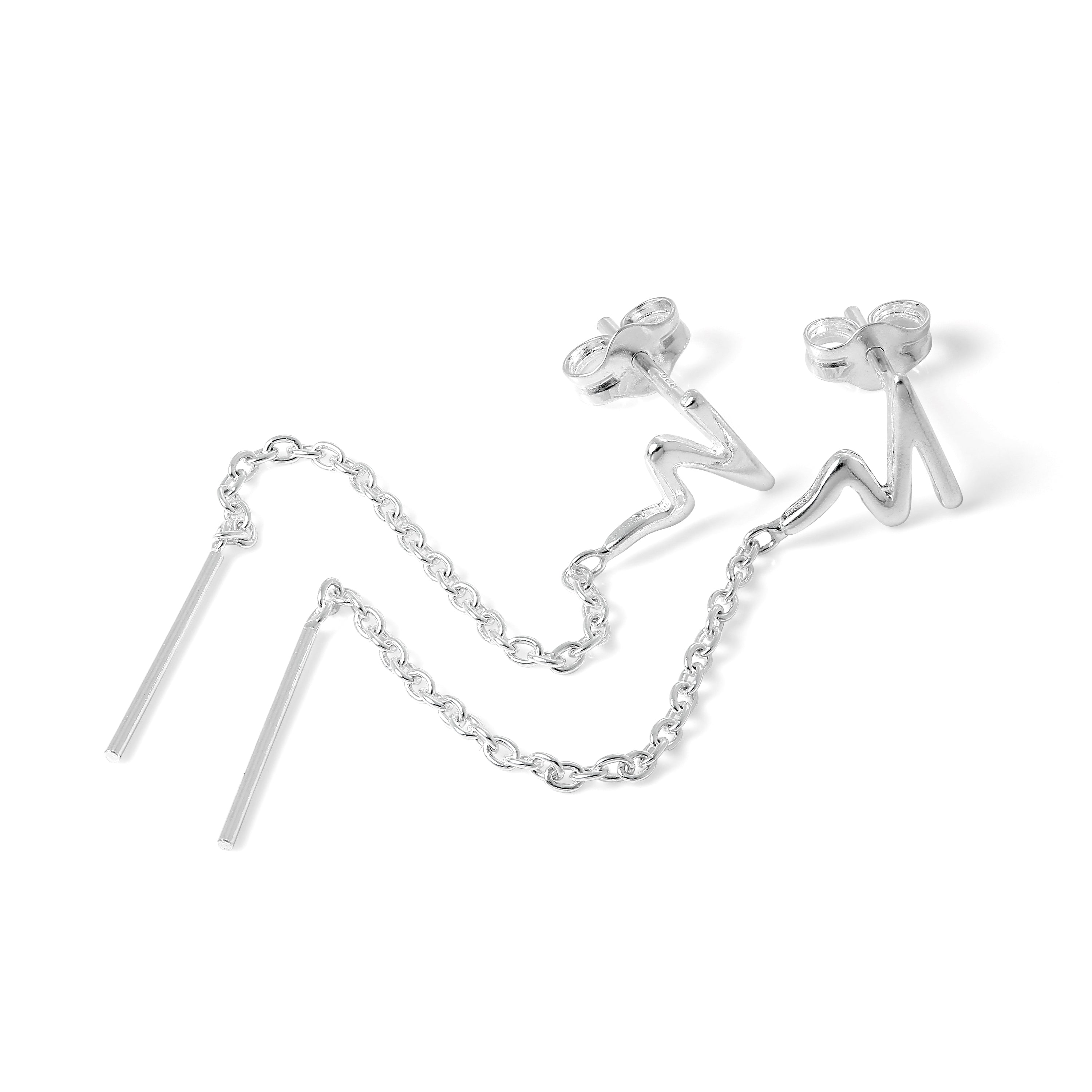 Sterlingsilber Zickzack Kette & Stange Ohrstecker