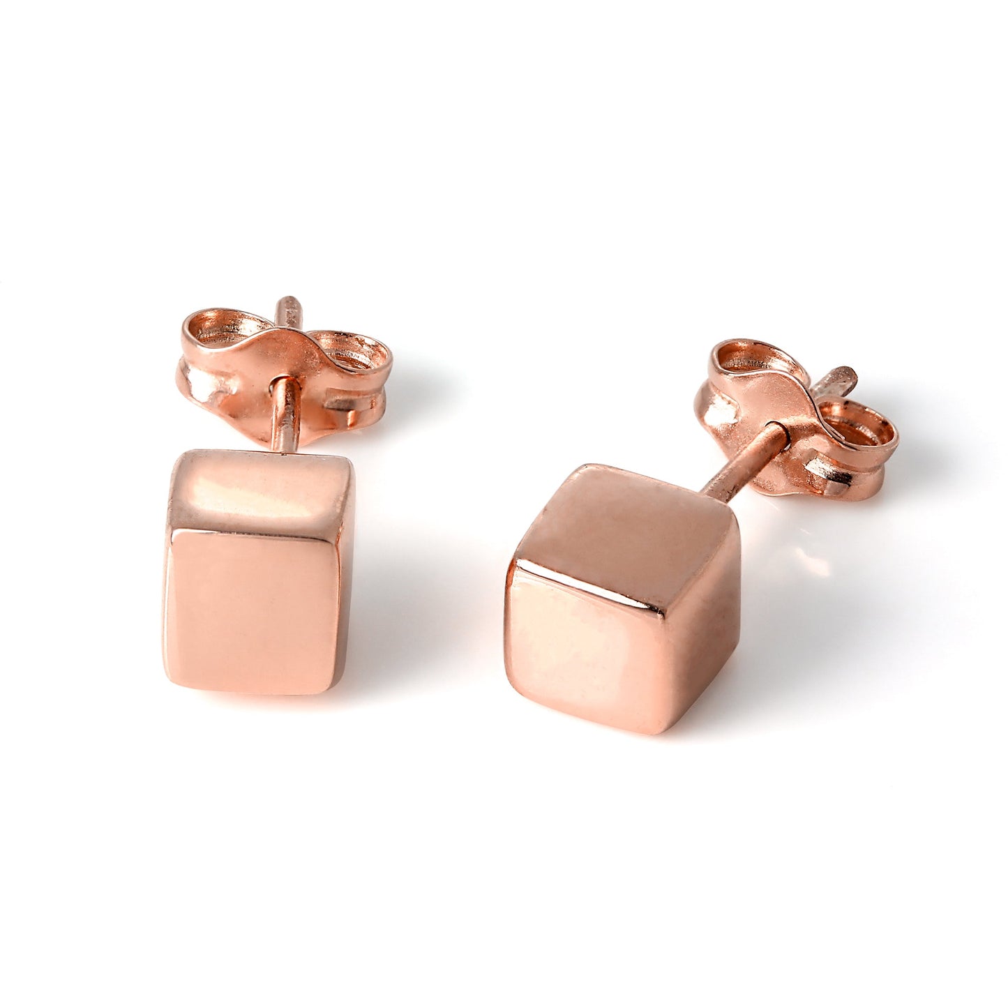 Rosévergoldet Sterlingsilber 5mm Würfel Ohrstecker