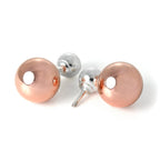 Rosévergoldet Sterlingsilber Doppelseitig Schwer 14 mm Kugel Ohrstecker