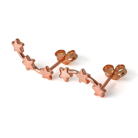 Rosévergoldet Sterlingsilber Dreifach Sternschnuppe Ohrstecker